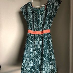 Roxy tribal print dress cut out back green white